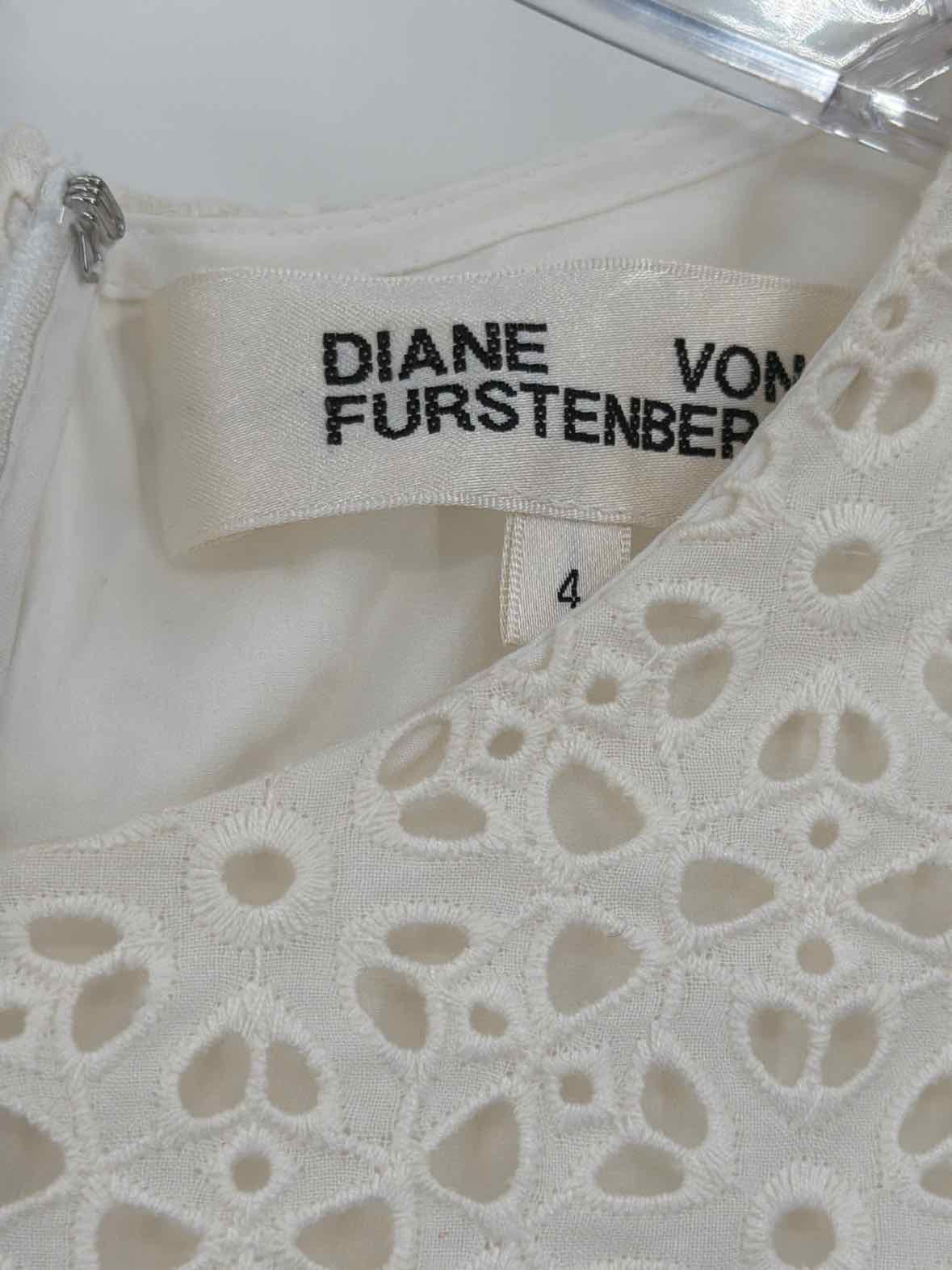 Pre-Owned Diane Von Furstenberg White Size 4 Short Sleeveless Dress | True Fashionistas.