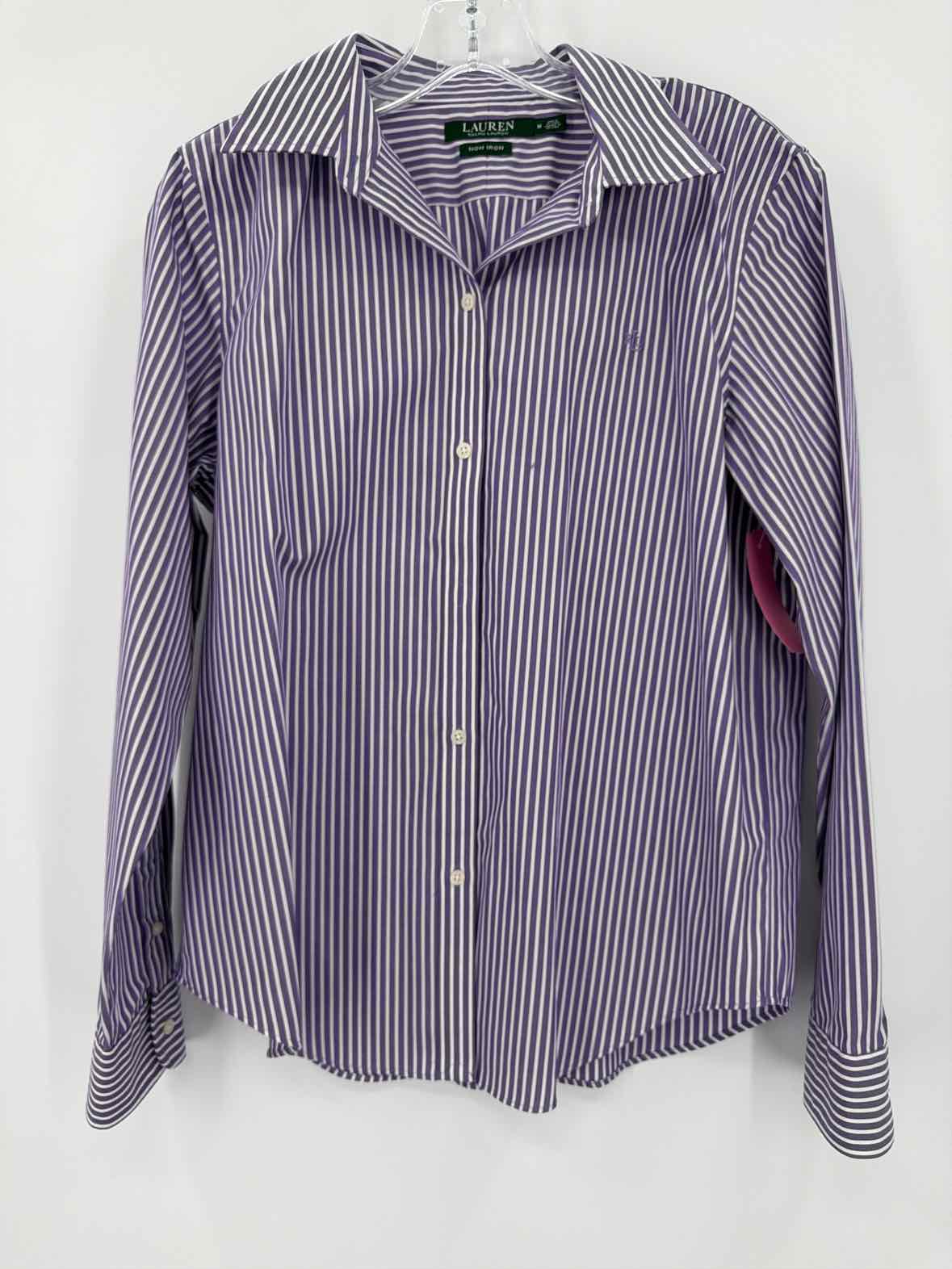 Pre-Owned Lauren Purple Size Medium Stripe Button Down | True Fashionistas.