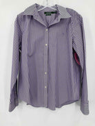 Pre-Owned Lauren Purple Size Medium Stripe Button Down | True Fashionistas.