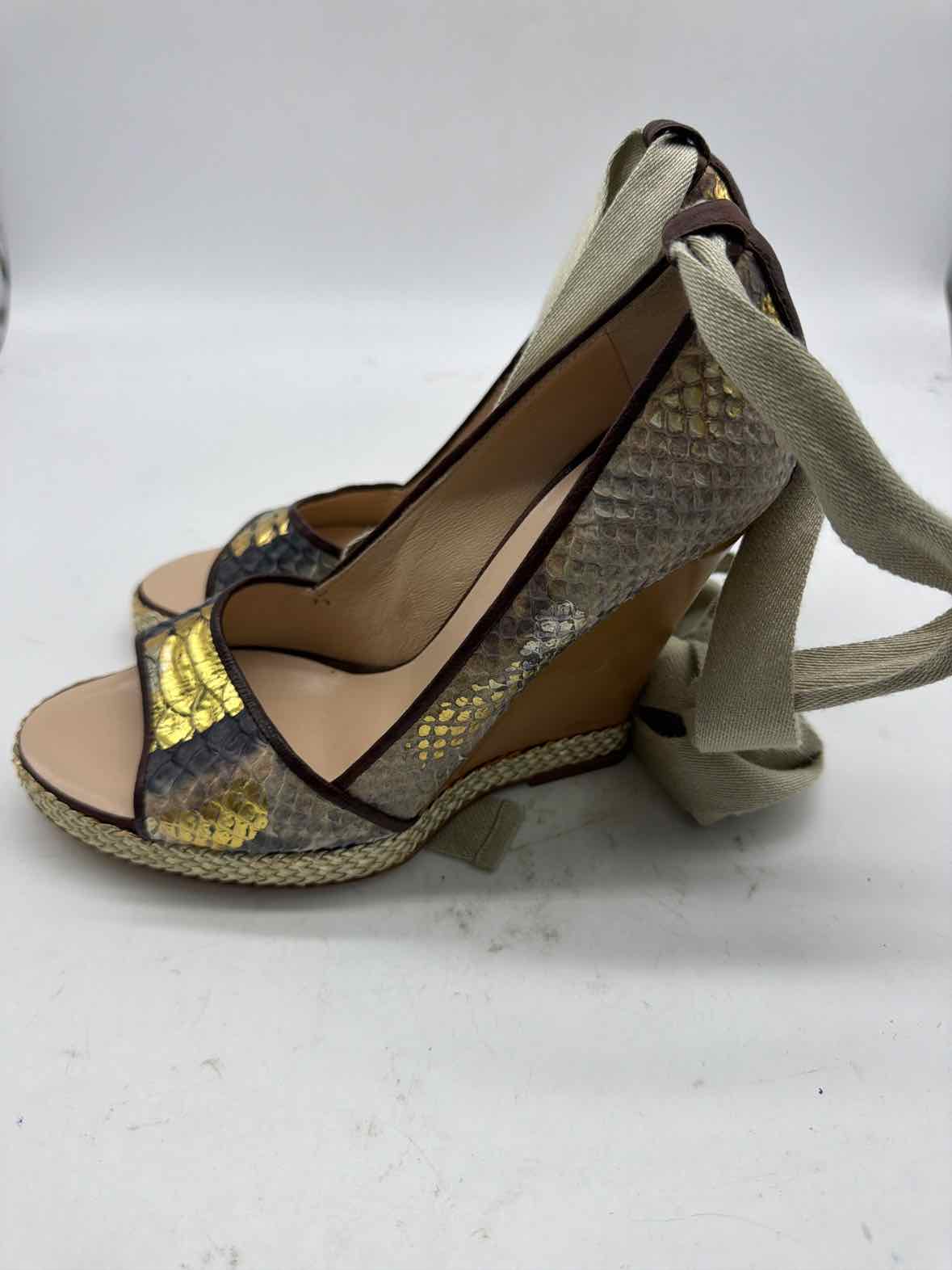 Pre-Owned Giuseppe Zanotti Tan Size 38 Wrap Heels | True Fashionistas.