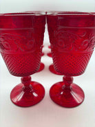 Set Of 8 Vintage Ruby Red Diamond Goblets | True Fashionistas.