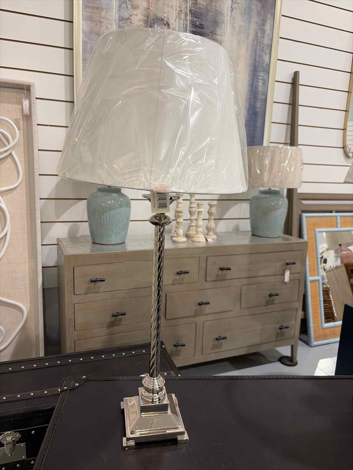 Silver Lamp With White Lamp Shade | True Fashionistas.