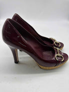 Pre-Owned Gucci Purple Size 7.5 Patent Leather Peep Toe Heels | True Fashionistas.