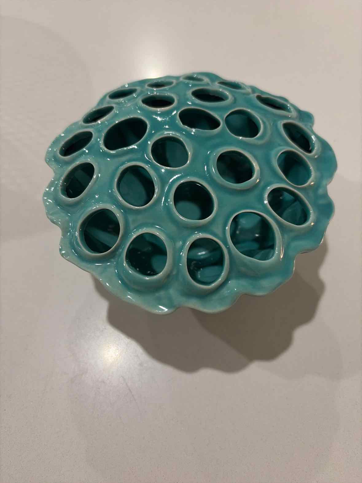 Turquoise Ceramic FLower Frog Decorative Accessory | True Fashionistas.