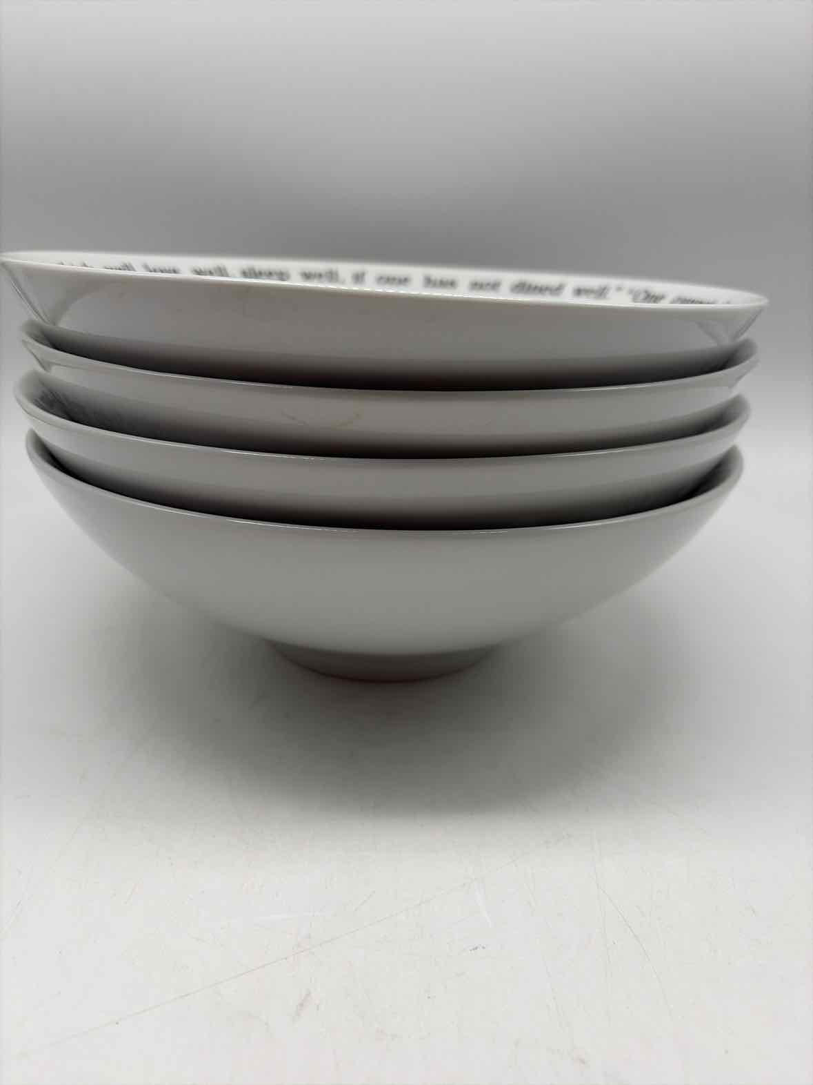 Set of 4 Pottery Barn Salad Bowls w/Quote | True Fashionistas.