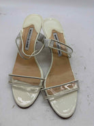 Pre-Owned Manolo Blahnik White Size 8 Patent Leather Mule Sandals | True Fashionistas.