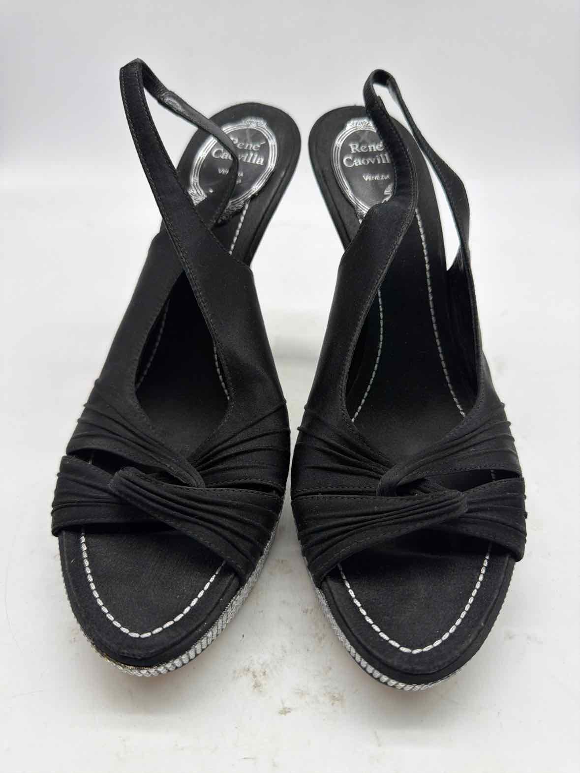 Pre-Owned Rene Caovilla Black Size 9 Slingback Heels | True Fashionistas.