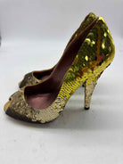 Pre-Owned Miu Miu Gold Size 8.5 Sequin Pump Heels | True Fashionistas.
