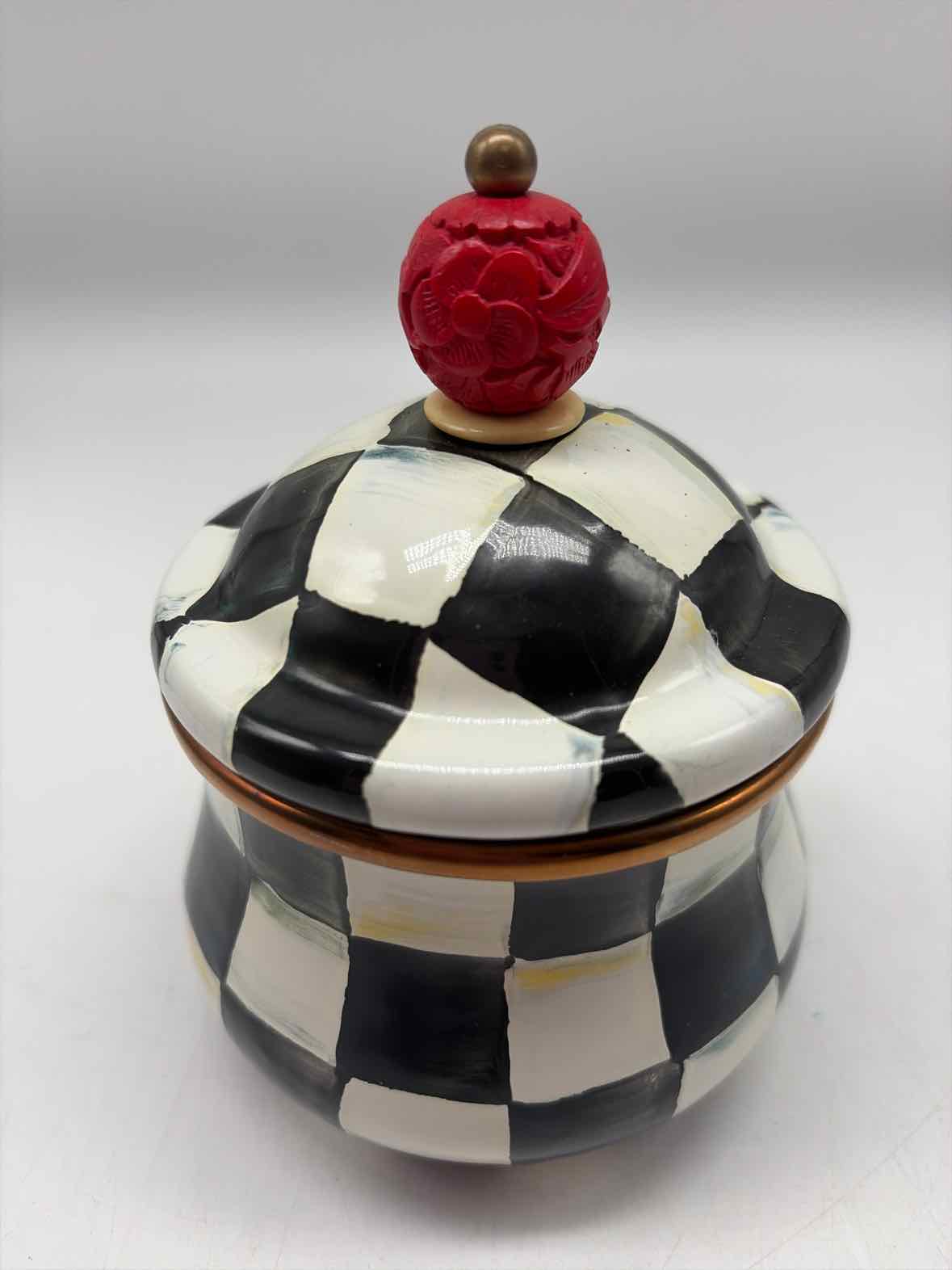 Mackenzie Childs Black & White Check Sugar Bowl | True Fashionistas.