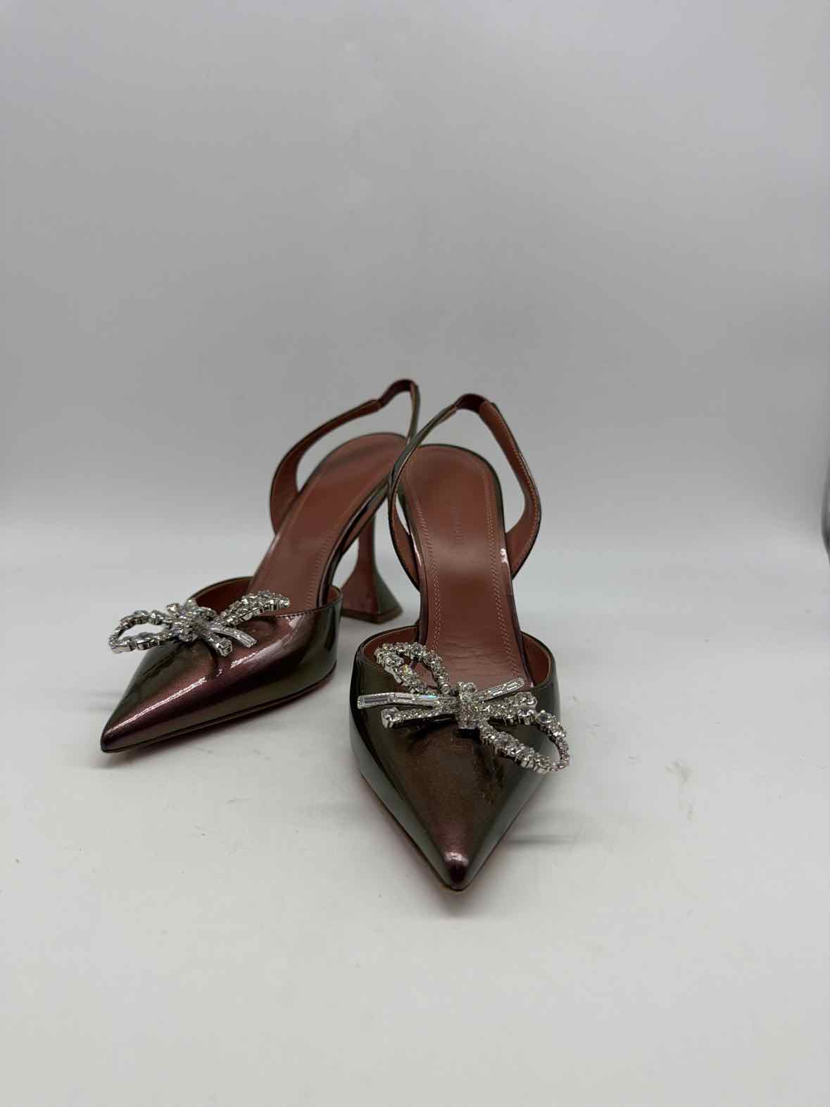 Pre-Owned Amina Muaddi Green Size 37.5 Slingback Heels | True Fashionistas.