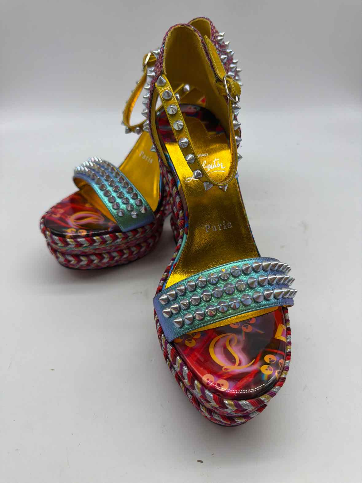 Pre-Owned Christian Louboutin Multi-Color Size 38 Wedge Heels | True Fashionistas.