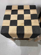 Set Of 2 Mackenzie Childs Black & White Checkered Stools | True Fashionistas.