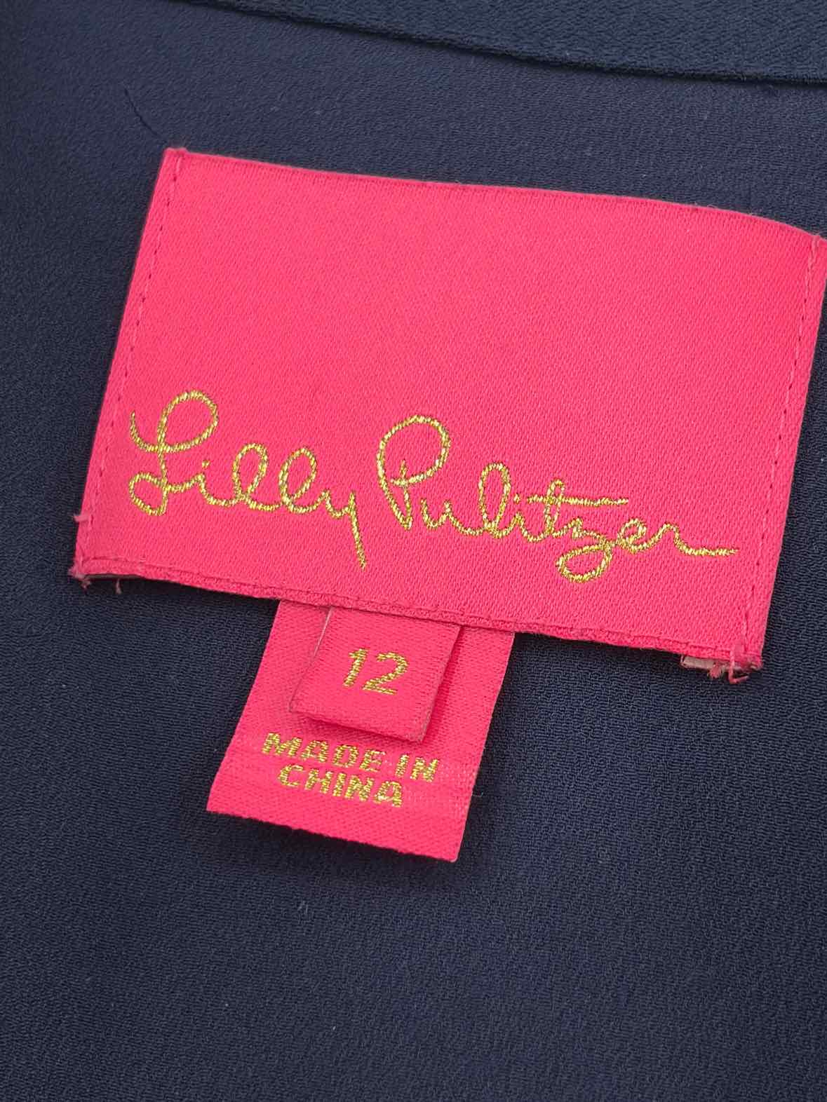 Pre-Owned Lilly Pulitzer Navy Size 12 Embellished Knee Length Long Sleeve Dress | True Fashionistas.