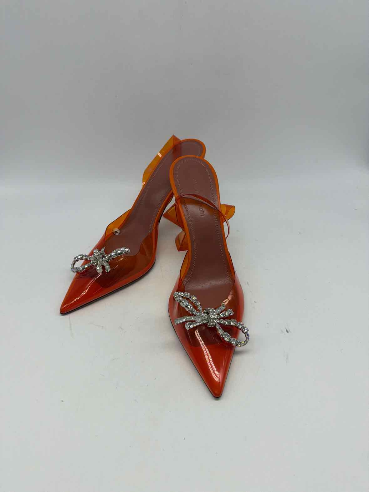 Pre-Owned Amina Muaddi Orange Size 37.5 Slingback Heels | True Fashionistas.