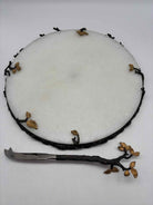 L'Objet White Marble Cheese Board w/Brass Accents & Knife | True Fashionistas.