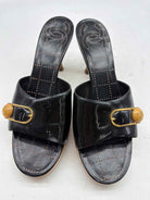 Pre-Owned Chanel Black Size 8.5 Mule Heels | True Fashionistas.
