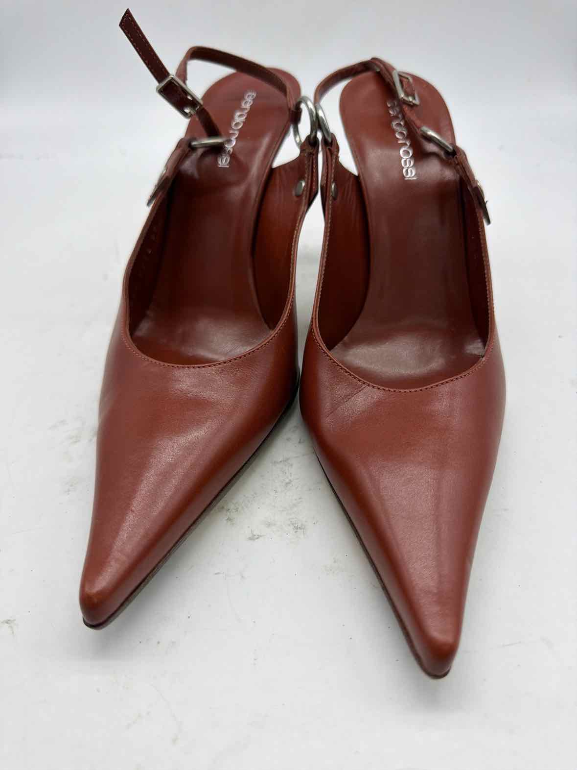 Pre-Owned Sergio Rossi Tan Size 9 Slingback Heels | True Fashionistas.