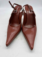 Pre-Owned Sergio Rossi Tan Size 9 Slingback Heels | True Fashionistas.