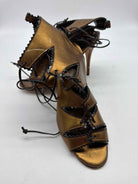 Pre-Owned Manolo Blahnik Gold Size 35.5 Caged Heels | True Fashionistas.