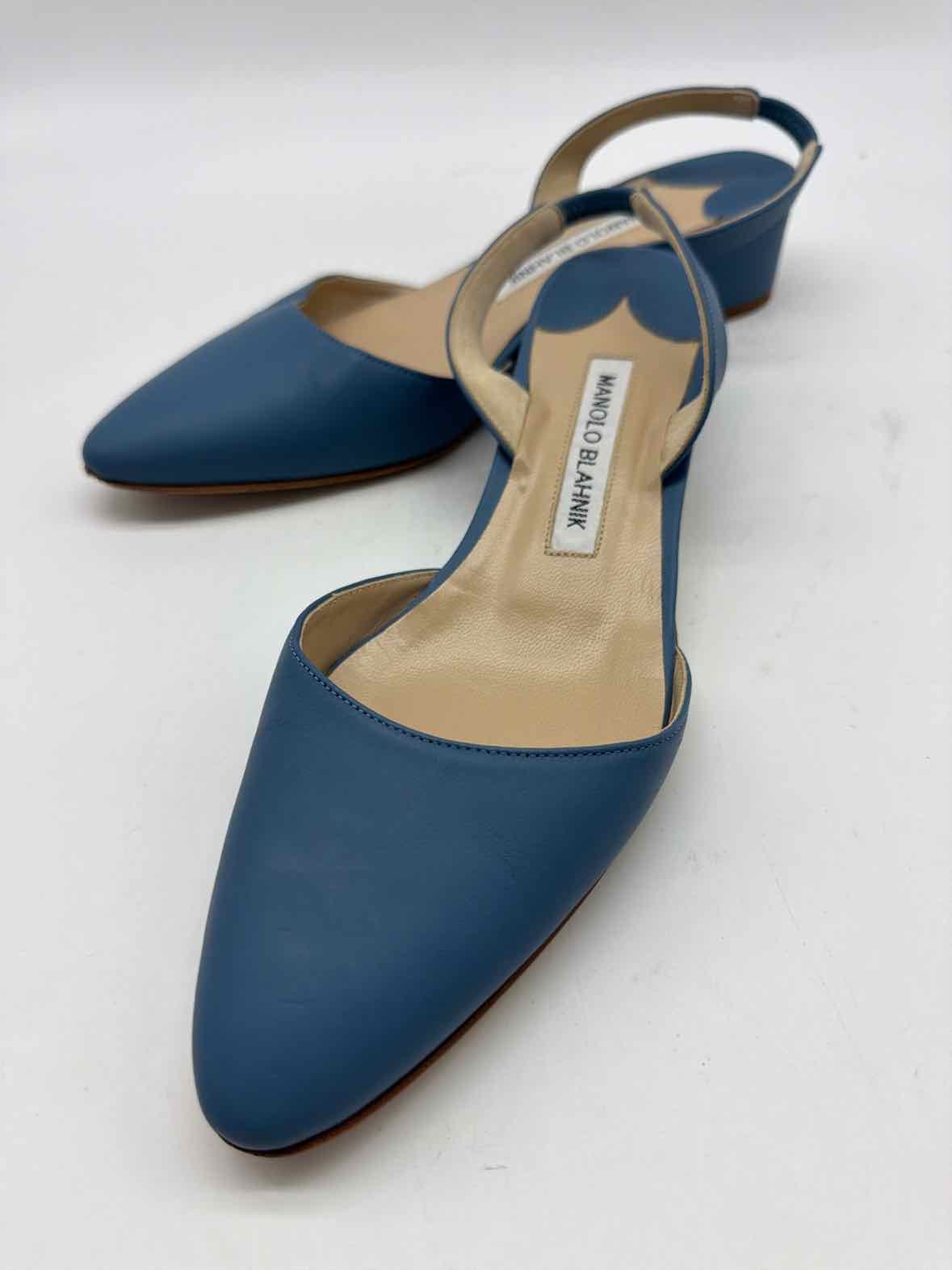 Pre-Owned Manolo Blahnik Blue Size 36.5 Slingback Heels | True Fashionistas.