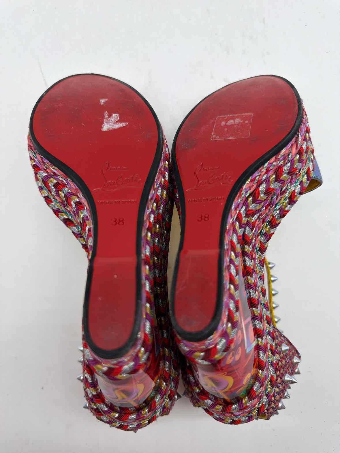 Pre-Owned Christian Louboutin Multi-Color Size 38 Wedge Heels | True Fashionistas.