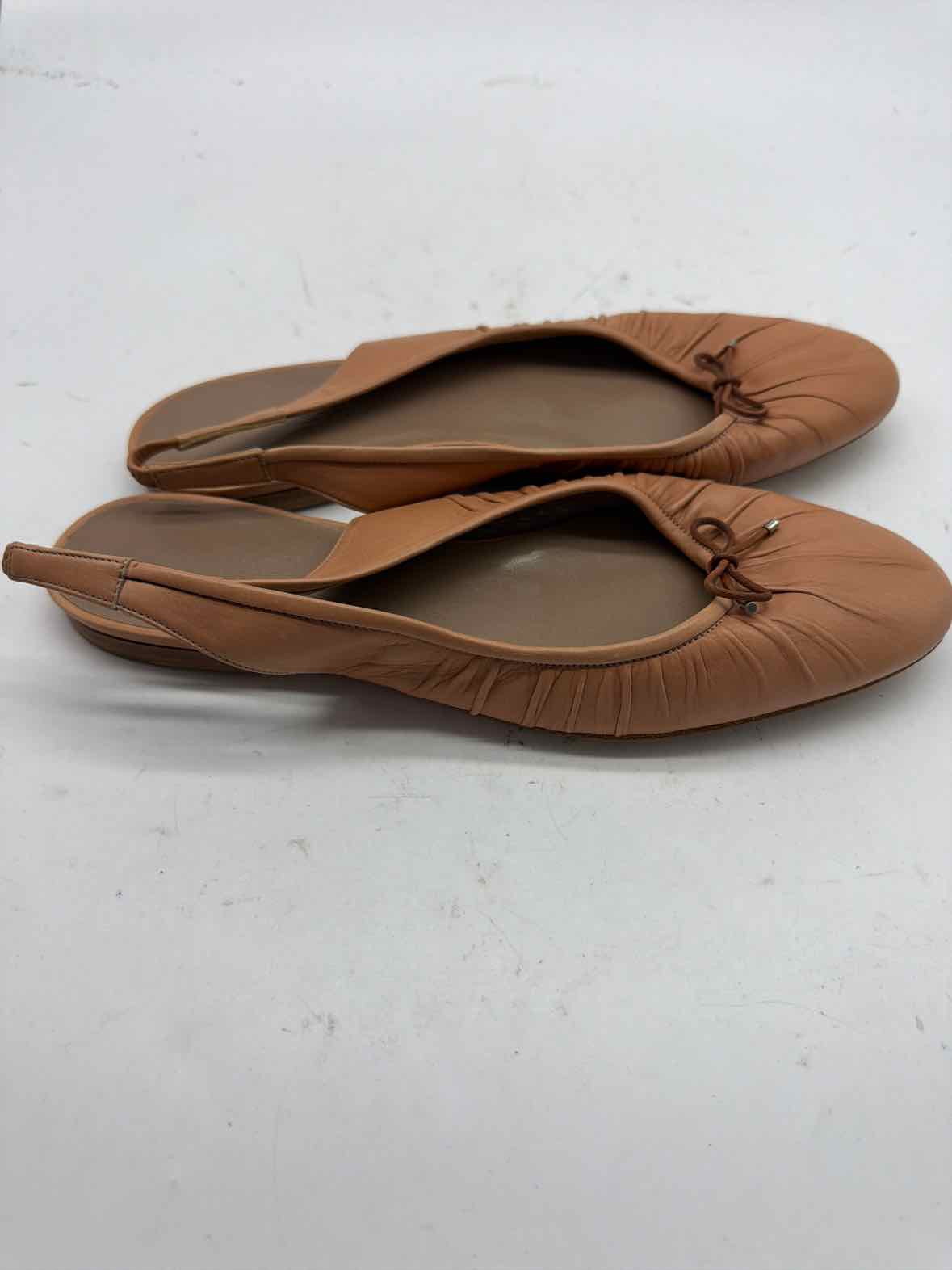 Pre-Owned Hermes Tan Size 9 Vintage Ribbon Ballerina Slingback Flats | True Fashionistas.