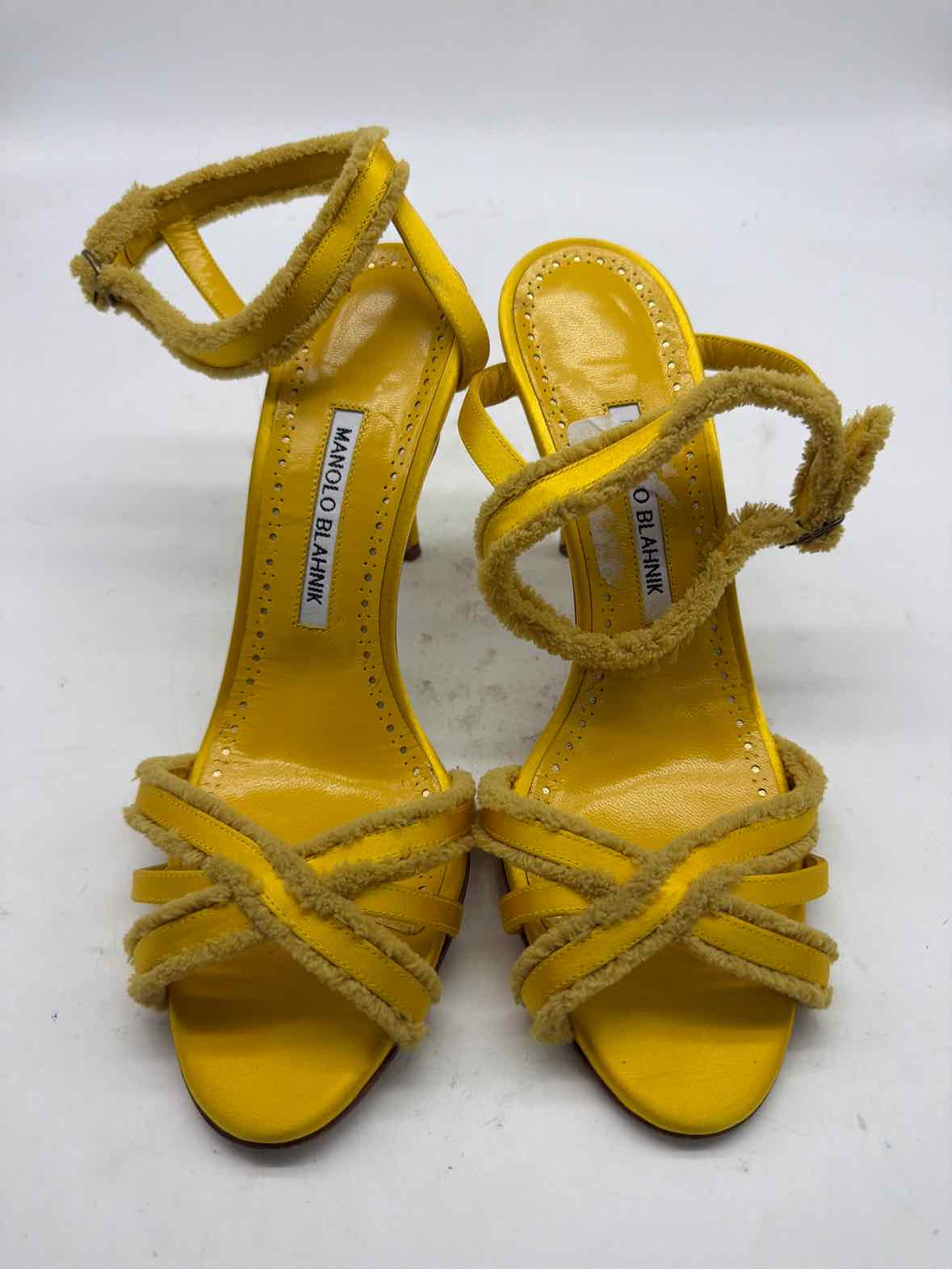 Pre-Owned Manolo Blahnik Yellow Size 38.5 Strappy Heels | True Fashionistas.