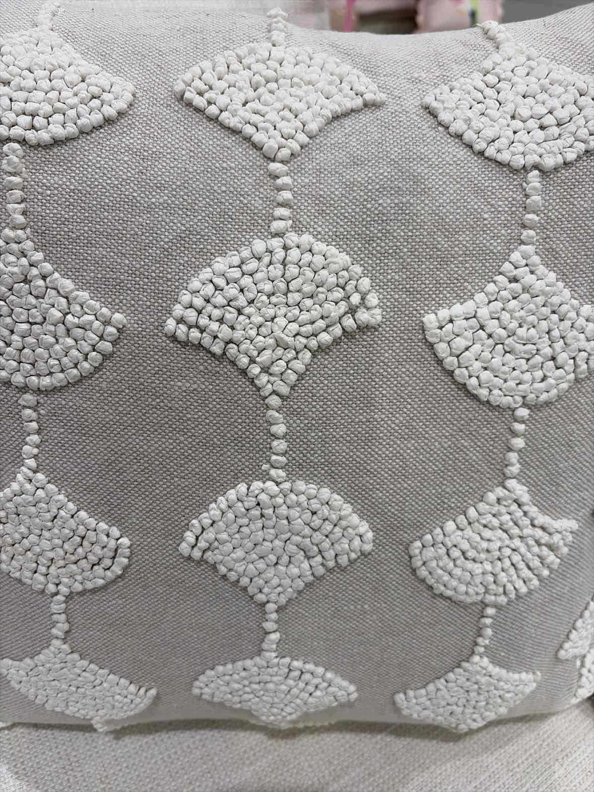 Beige Fabric Textured Pillow | True Fashionistas.