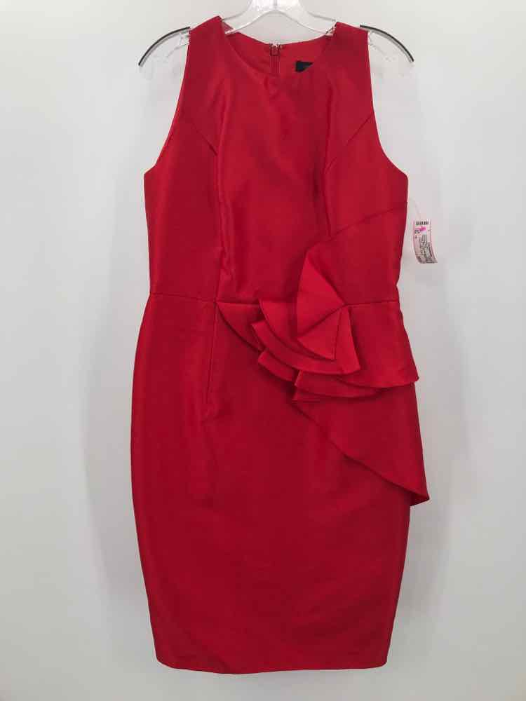 Carmen online Marc Valvo V Neck Knee Length Red Dress