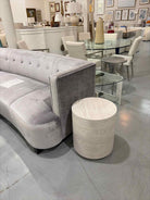 William Sonoma White Wood Living Room Round End Table | True Fashionistas.