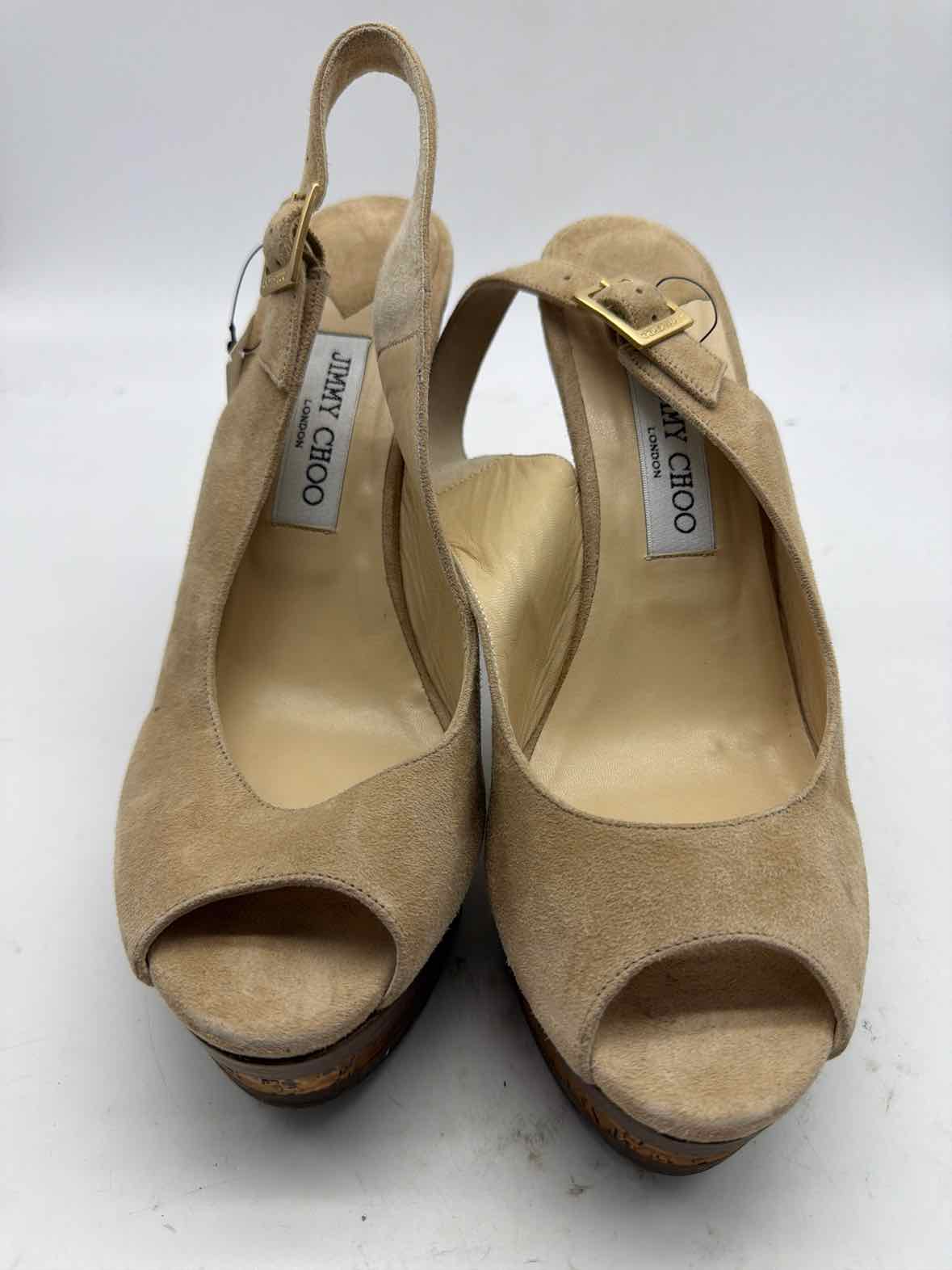 Pre-Owned Jimmy Choo Tan Size 39.5 Slingback Heels | True Fashionistas.