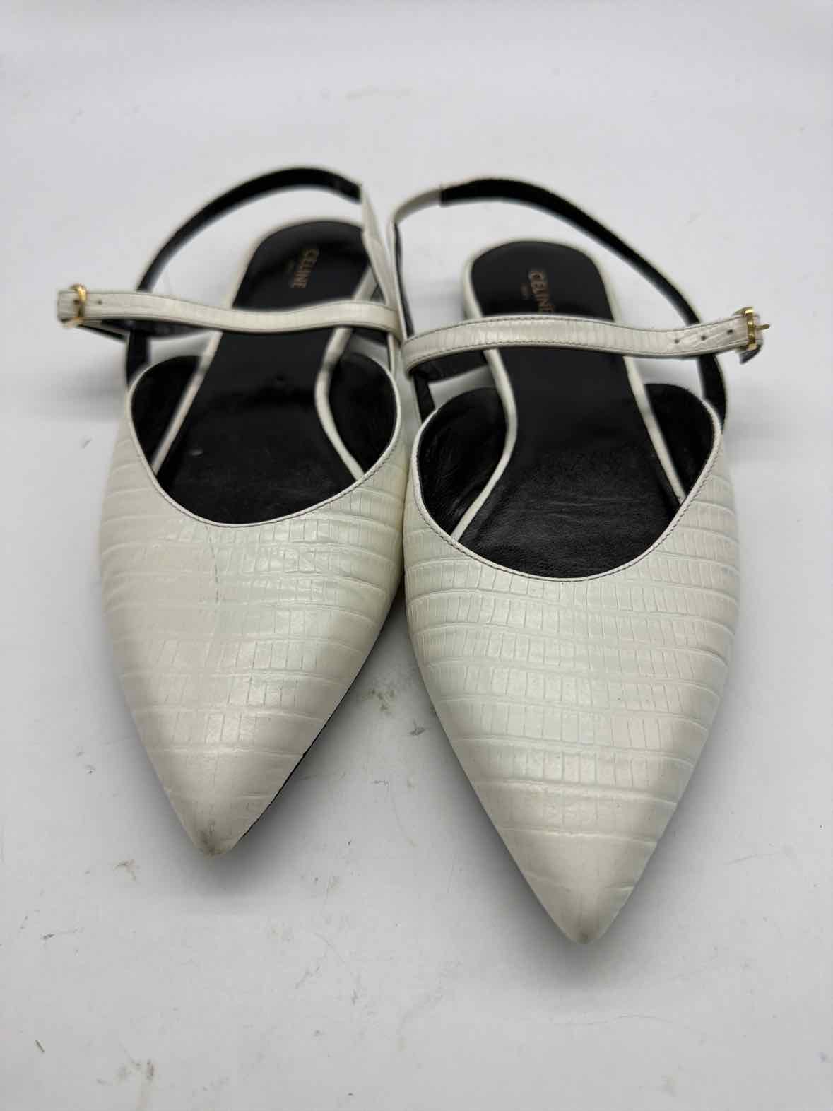Pre-Owned Celine White Size 9 Slingback Flats | True Fashionistas.