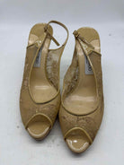 Pre-Owned Jimmy Choo Gold Size 11 Lace Slingback Heels | True Fashionistas.