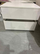 Hammpa White Wood 2 Drawer Nightstand | True Fashionistas.