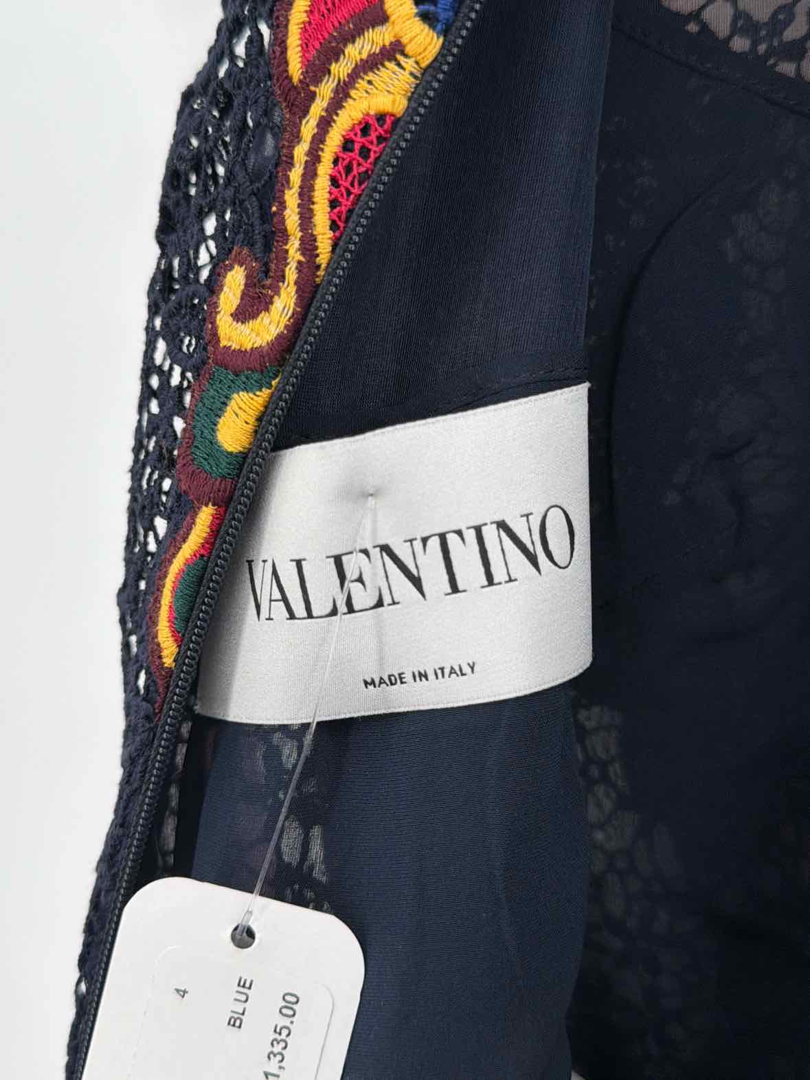 Pre-Owned Valentino Navy Size 45 Lace Cocktail Short Short Sleeve Dress | True Fashionistas.