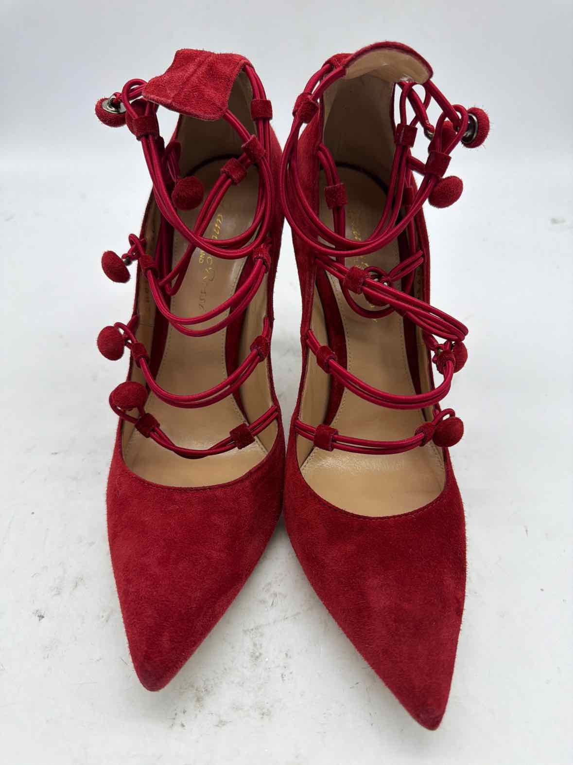 Pre-Owned Gianvito Rossi Red Size 7.5 Strappy Heels | True Fashionistas.