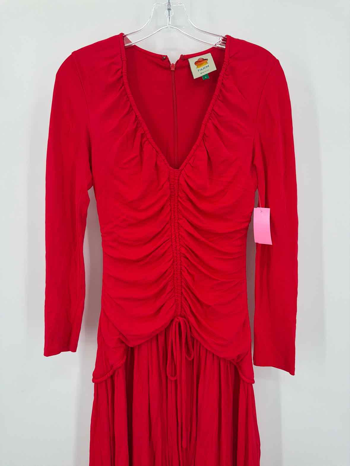 Pre-Owned Farm Rio Red Size Small Long Long Sleeve Dress | True Fashionistas.