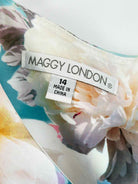 Pre-Owned Maggy London Blue Size 14 Floral Short Sleeveless Dress | True Fashionistas.