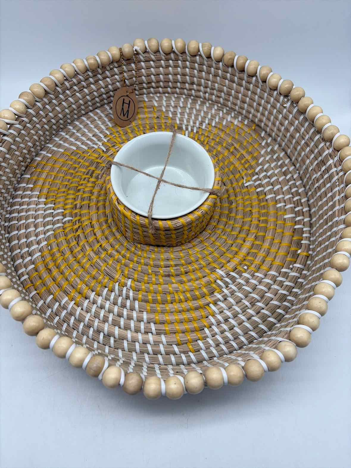 Tan Woven Seagrass Chip and Dip Set | True Fashionistas.