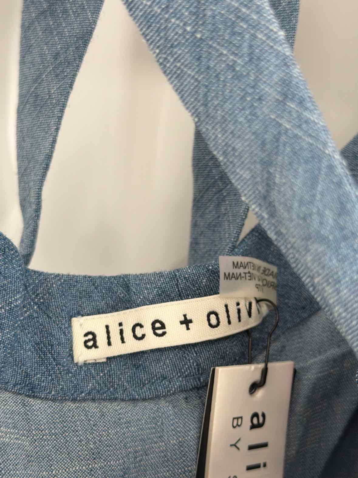 Pre-Owned Alice + Olivia Blue Size XS Denim One Shoulder Short Sleeveless Dress | True Fashionistas.