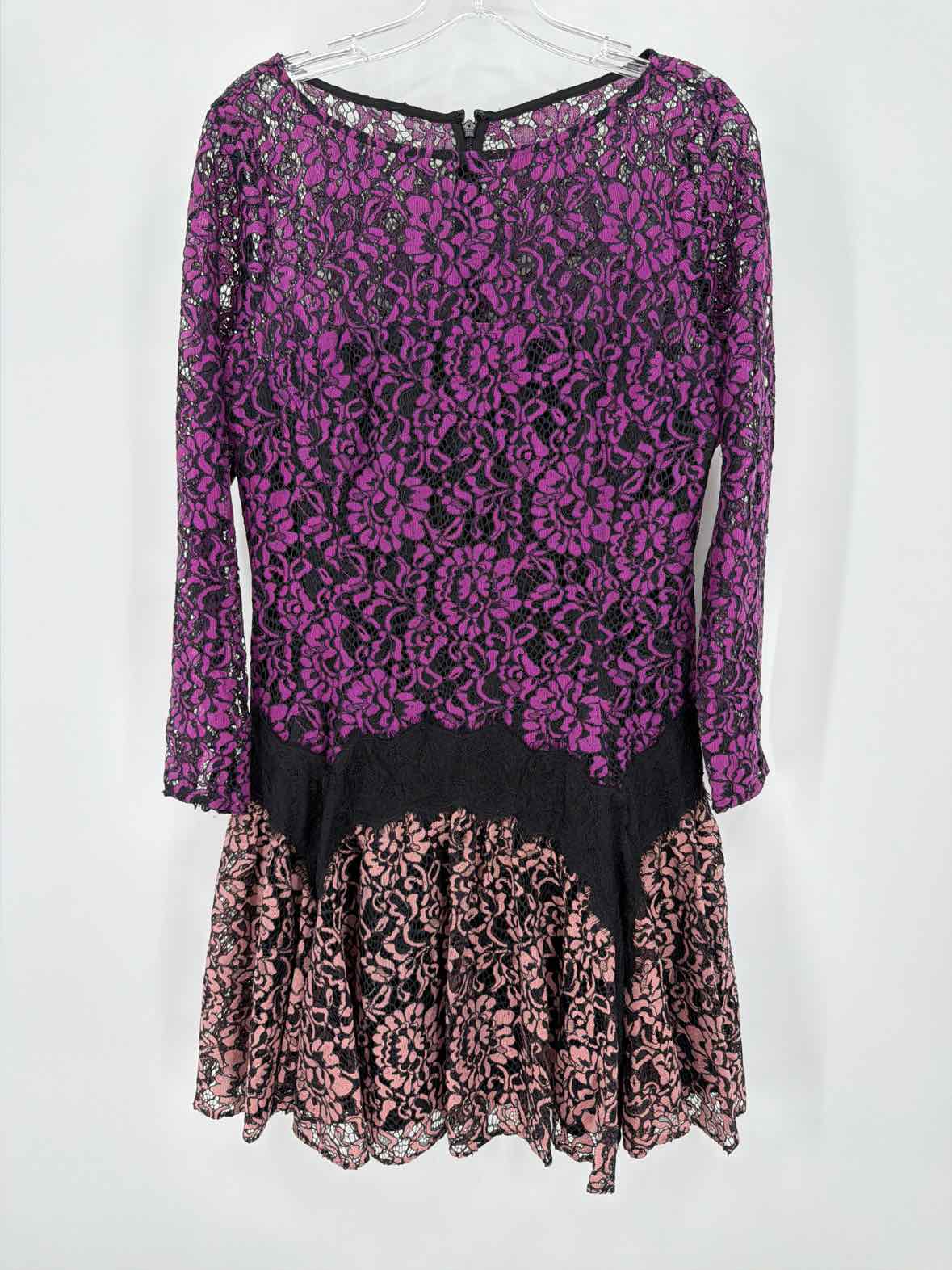 Pre-Owned Zac Posen Purple Size 10 Lace Short Long Sleeve Dress | True Fashionistas.