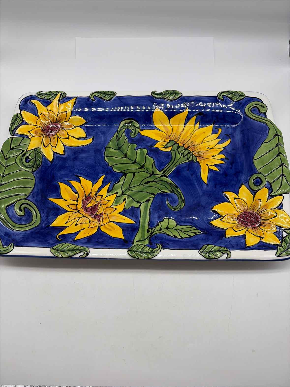 Tika Blue & Yellow Sunflower Platter | True Fashionistas.