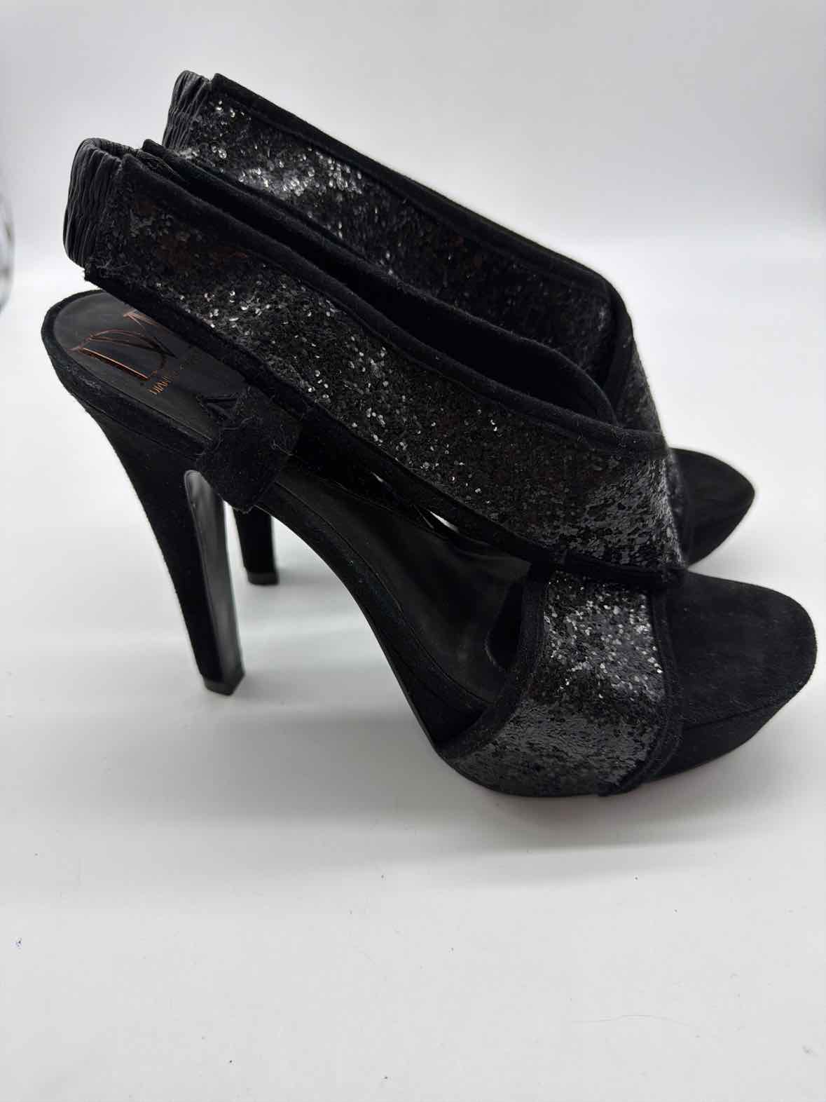 Pre-Owned Diane Von Furstenberg Black Size 7 Glitter Stiletto Heels | True Fashionistas.