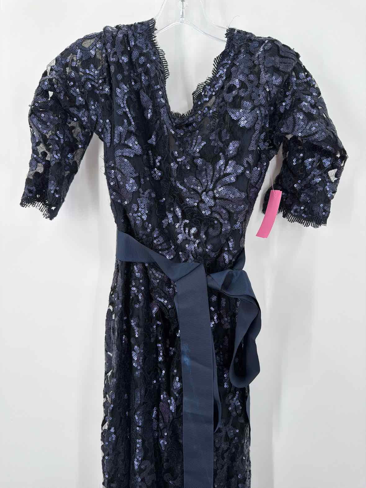 Pre-Owned Tadashi Shoji Navy Size 16 Sequin Evening Long Evening Gown | True Fashionistas.