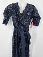 Pre-Owned Tadashi Shoji Navy Size 16 Sequin Evening Long Evening Gown | True Fashionistas.