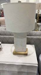 White Marble W/Gold Accent Lamp | True Fashionistas.