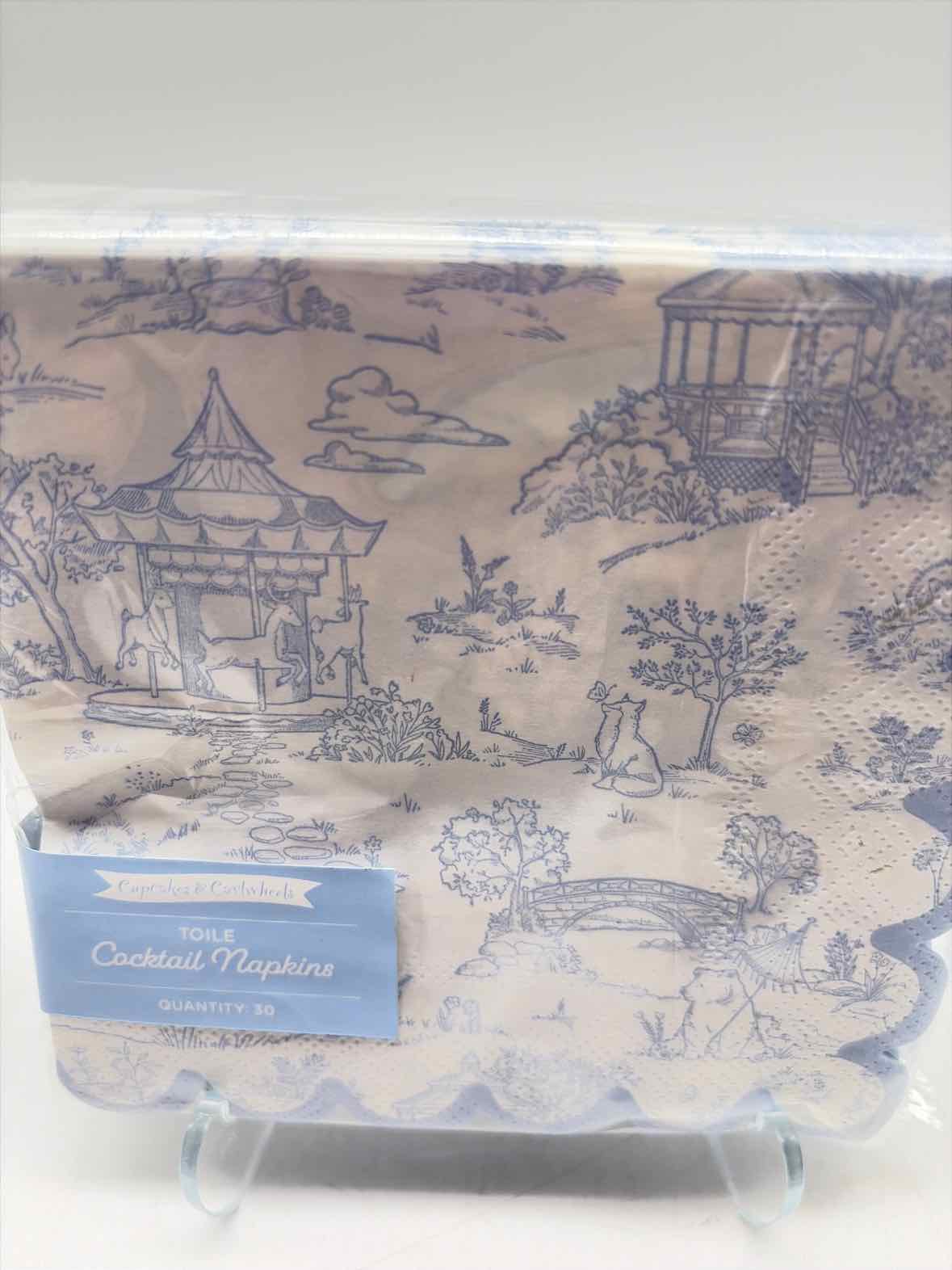 Blue Toile Paper Cocktail Napkins | True Fashionistas.