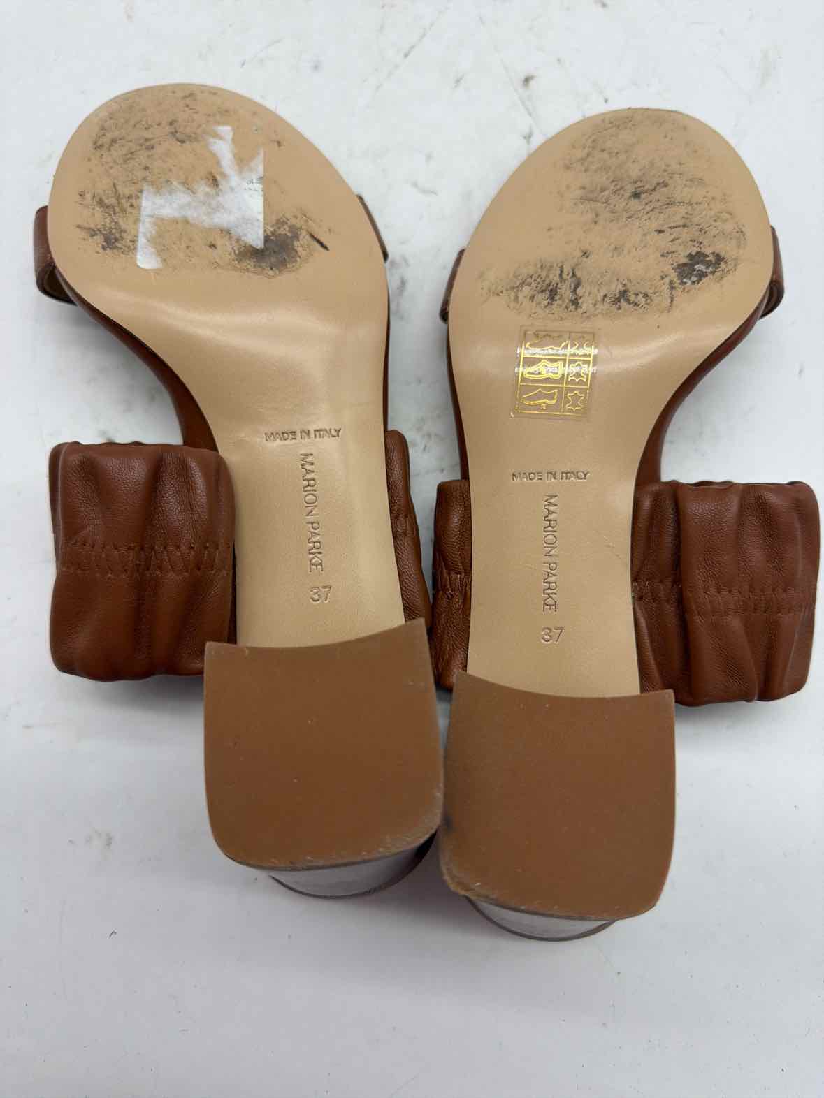 Pre-Owned Marion Parke Tan Size 7 Mule Heels | True Fashionistas.