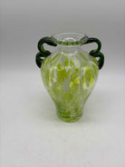 Green Glass Double Twisted Hanndle Vase | True Fashionistas.
