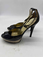 Pre-Owned Gucci Black Size 9.5 Patent Leather Peep Toe Heels | True Fashionistas.